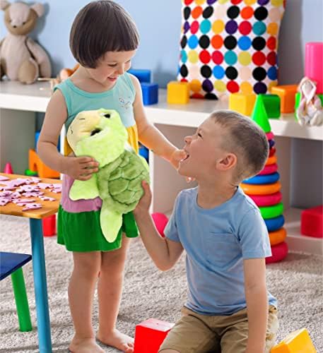 DolliBu Plush Sea Turtle - 11 Inch Huggable Green Turtle Toy