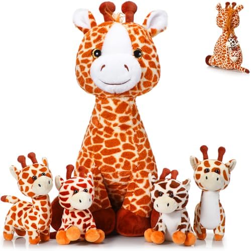 Honoson 5 Pcs Giraffe Plush Set with Babies