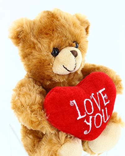 Plushland Stuffed Mocha Heart Bear - 9 Inch Plush Toy