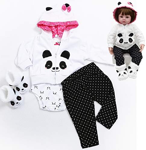 Reborn Baby Girl Doll 18 Inch Panda Outfit Accessories