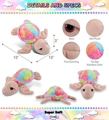 DolliBu Rainbow Pink Sea Turtle Plush Toy 11 Inch