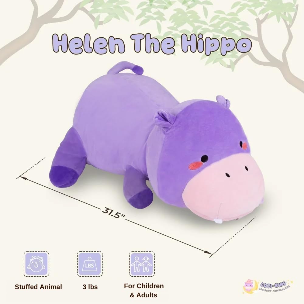Cozi-Kins Weighted Purple Hippo Stuffed Animal - 35 Lbs 24 Inches