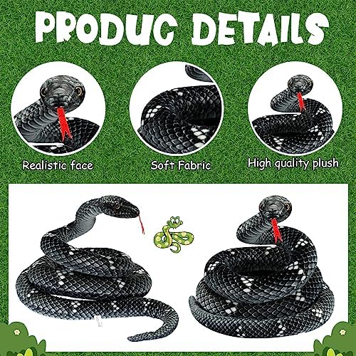 Hiboom Giant Snake Plush Toy 71 Inch Black Gray Realistic