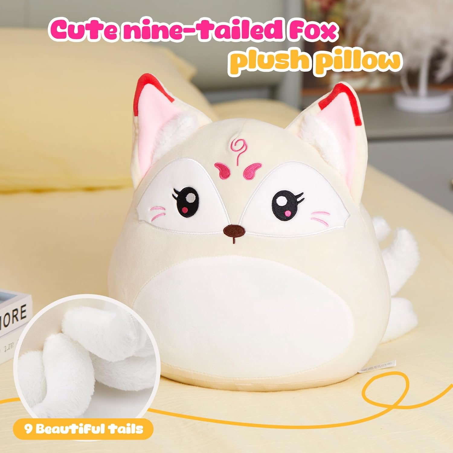 WEWILL Nine-Tailed Fox Plush Pillow 12 Inch Cuddly Stuffed Animal