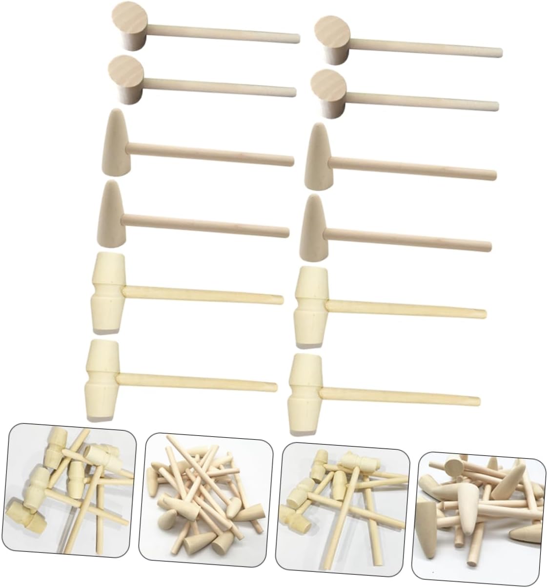 DECHOUS Wooden Hammer Toy Set 15pcs Safe and Durable