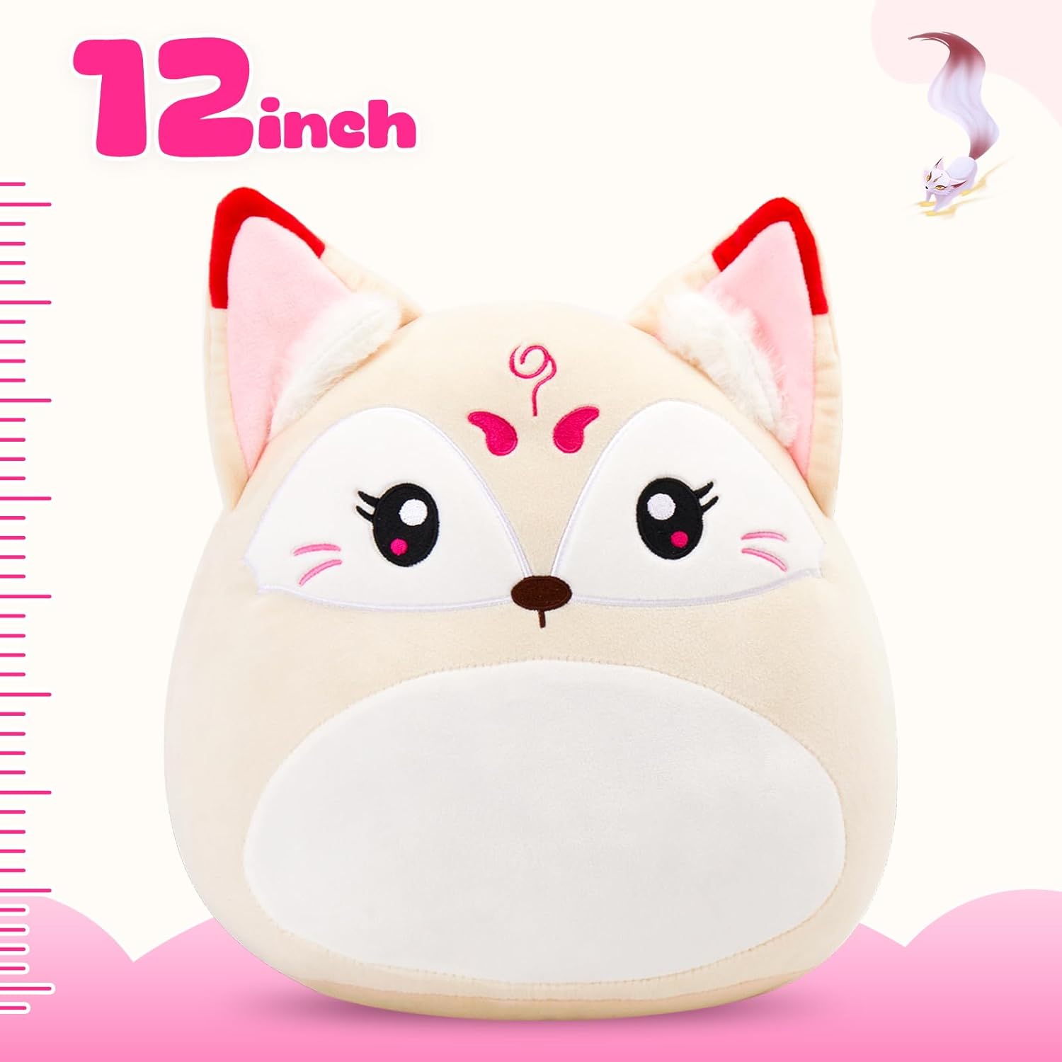 WEWILL Nine-Tailed Fox Plush Pillow 12 Inch Cuddly Stuffed Animal
