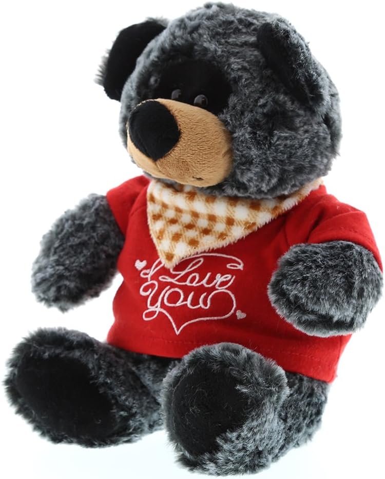 DolliBu I Love You Valentine Black Bear Plush - 8 Inches