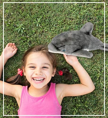DolliBu Plush Dolphin Toy - 125 Inch Huggable Grey Dolphin Stuffed Animal