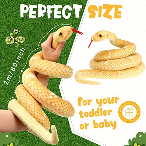 HyDren Realistic Giant Stuffed Snake Toy Yellow