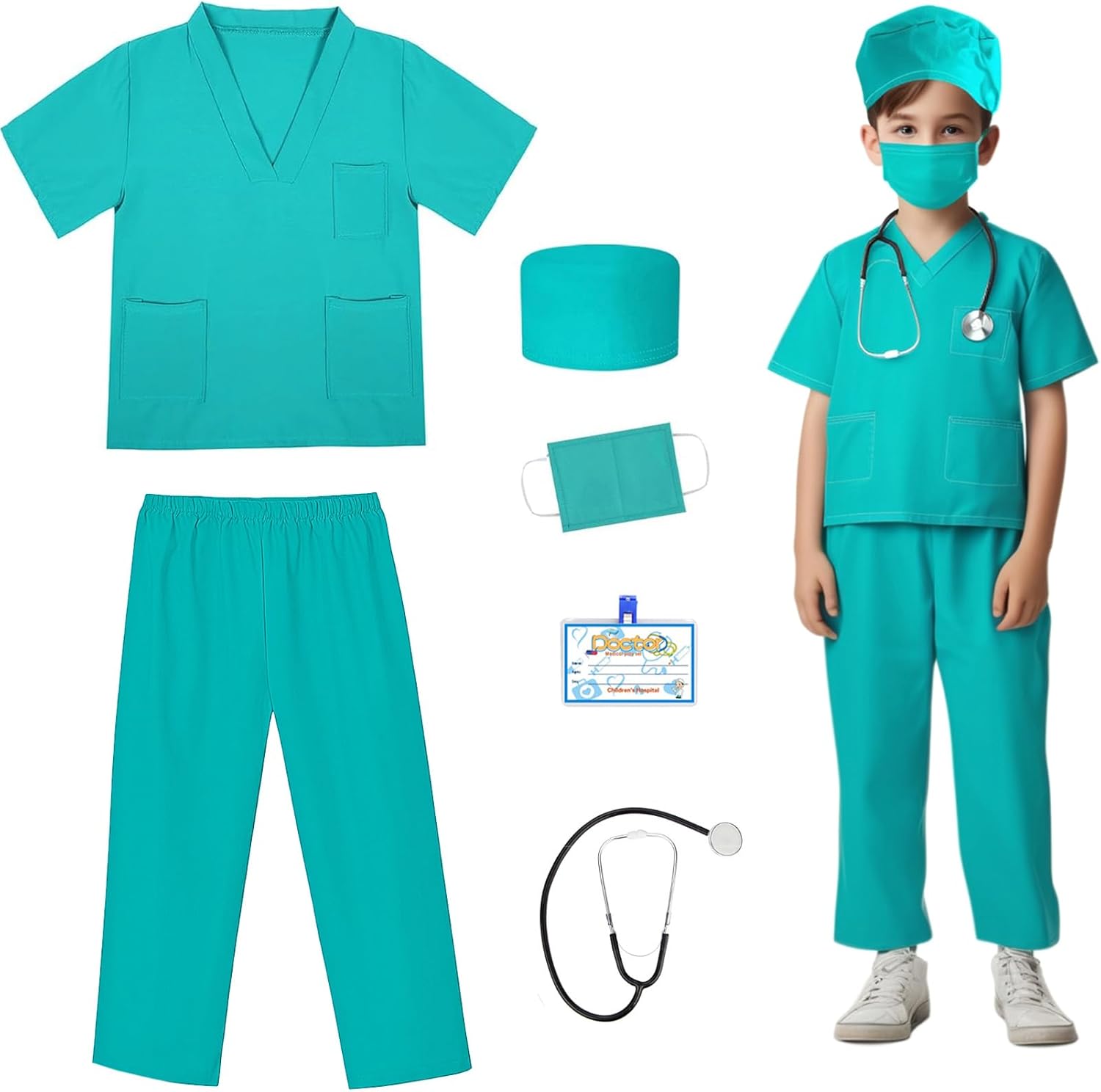 Rizuko Kids Doctor Costume 6PCS Halloween Set