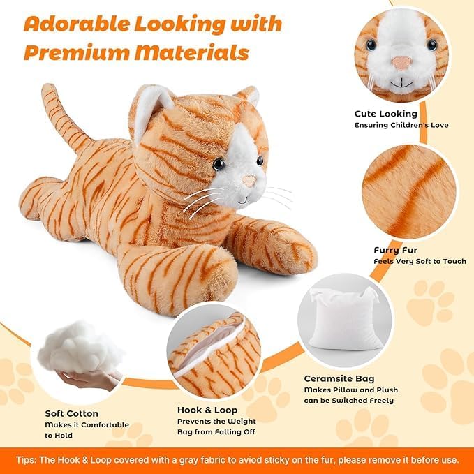 Bobbie Laxi 25 Cat Weighted Plush Toy for Comfort and Cuddle