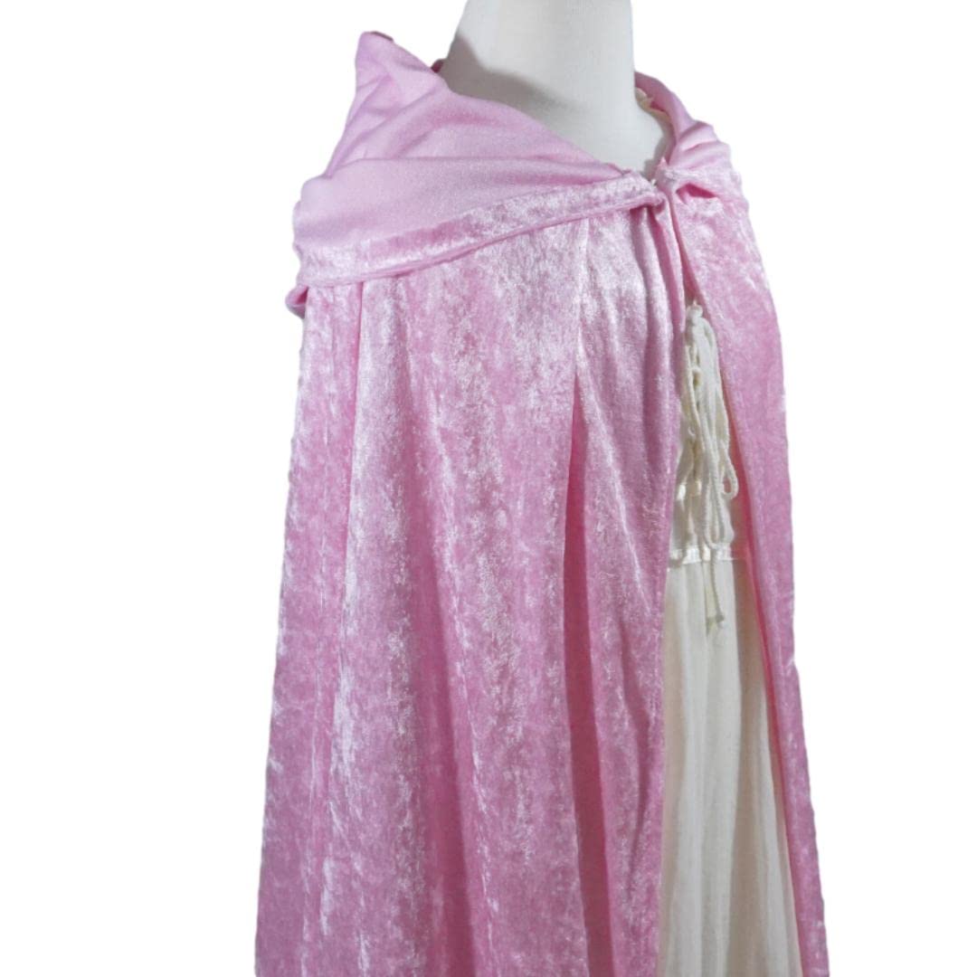 Light Pink Crushed Velvet Hooded Cape for All Ages