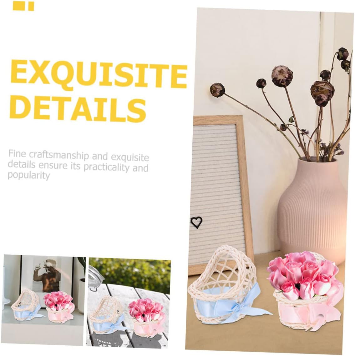 Miniature Woven Baskets for Crafts and Dollhouse Decor
