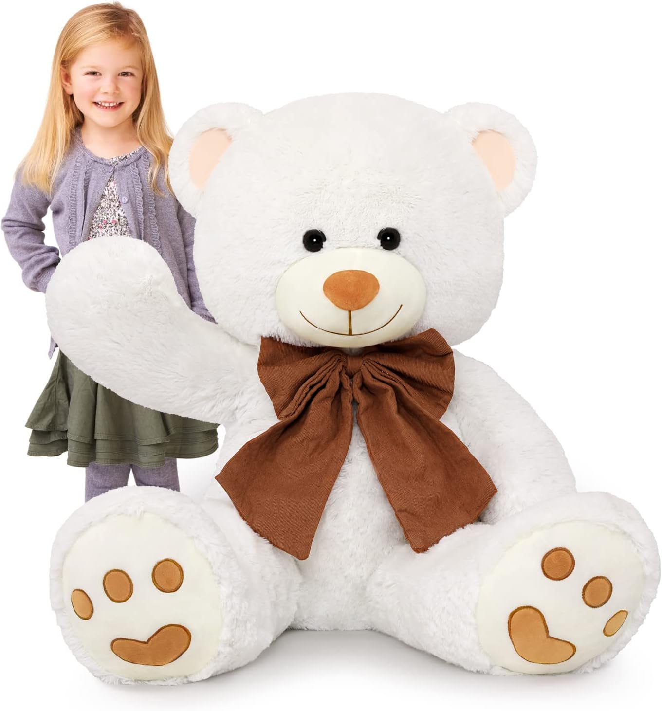 40 Inch White Teddy Bear Plush Pillow Gift