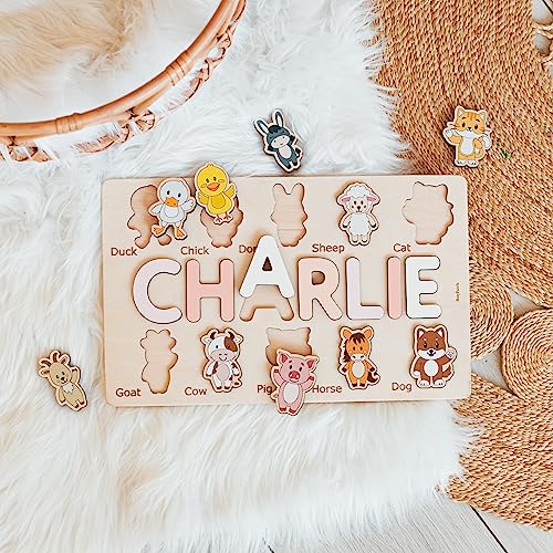 Personalized Baby Puzzle with Animal Figurines