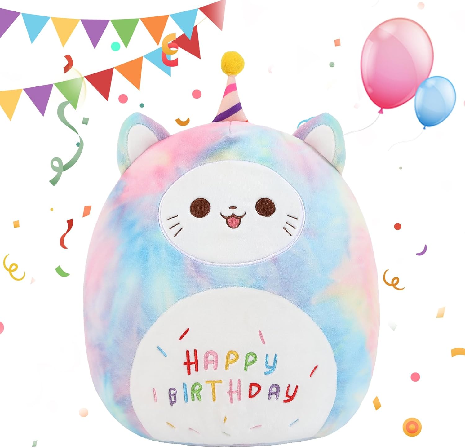 ForYoung 12 Happy Birthday Cat Plush Pillow