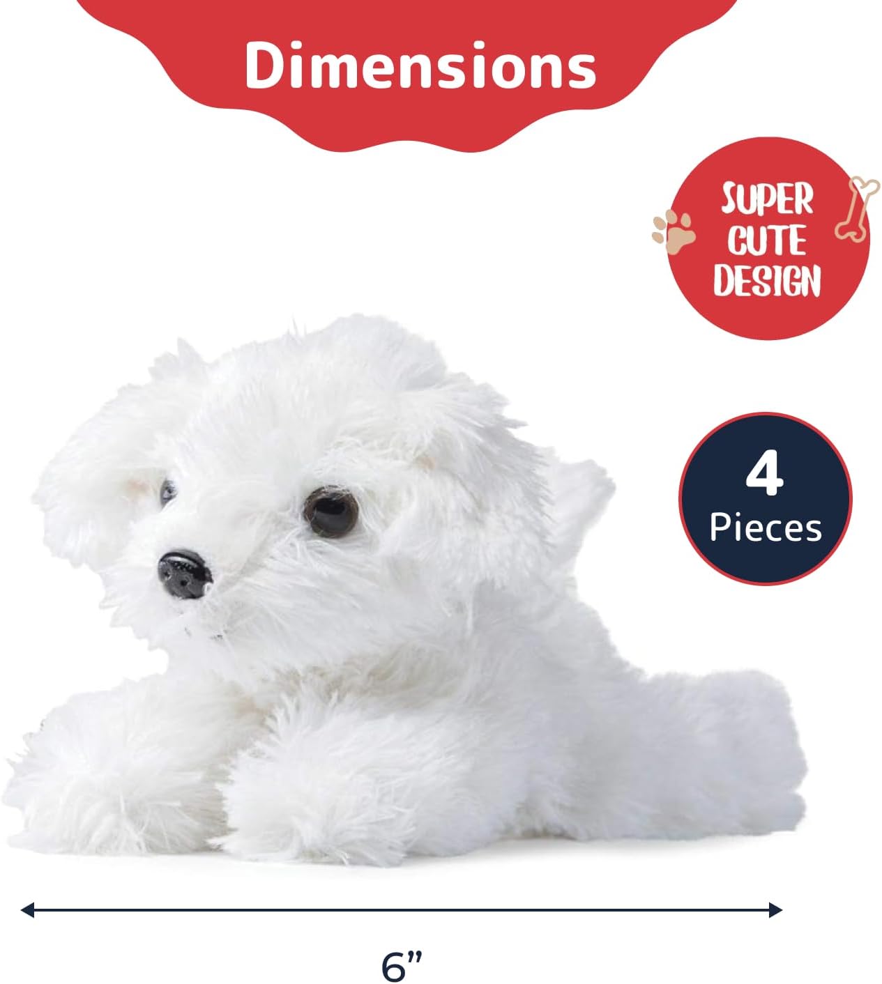 PREXTEX Stuffed Puppies Set of 4 - 6 Inch Plush Toys for Kids