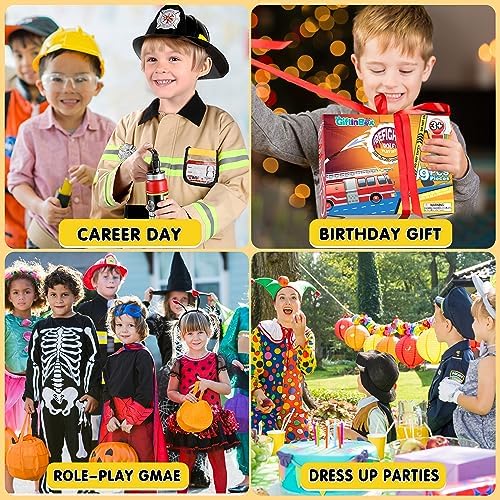 GIFTINBOX Firefighter Costume for Kids 3-12 with Accessories