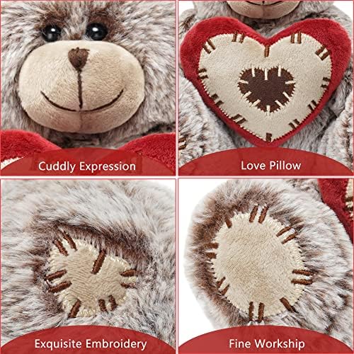 10 Inch Plush Teddy Bear with Red Heart Pillow