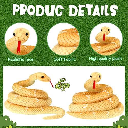 HyDren Realistic Giant Stuffed Snake Toy Yellow