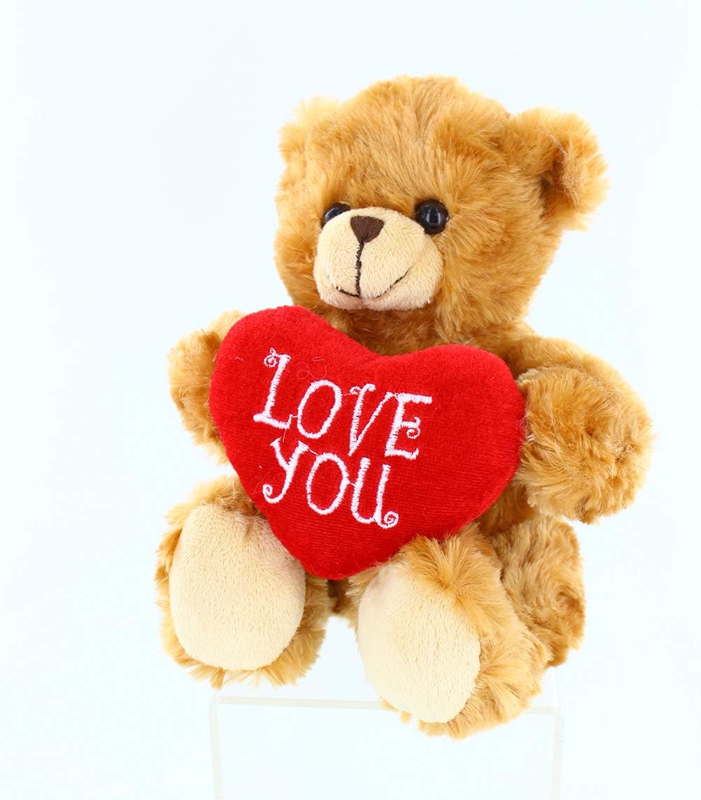 Plushland Stuffed Mocha Heart Bear - 9 Inch Plush Toy