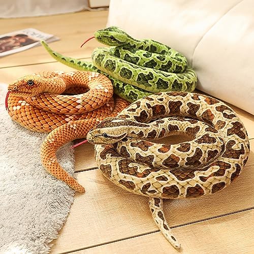 80 Inch Realistic Snake Plush Toy for Kids Halloween Costume
