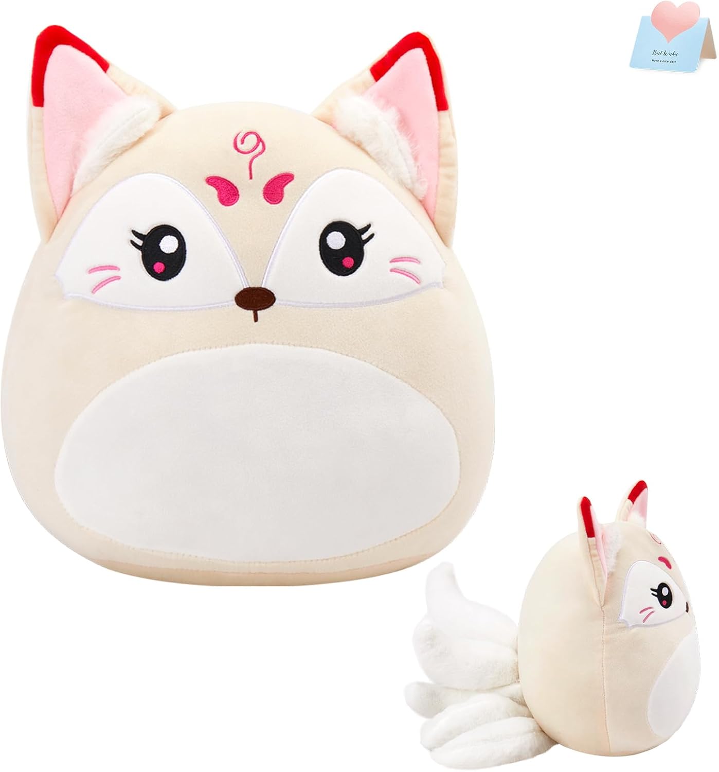 WEWILL Nine-Tailed Fox Plush Pillow 12 Inch Cuddly Stuffed Animal