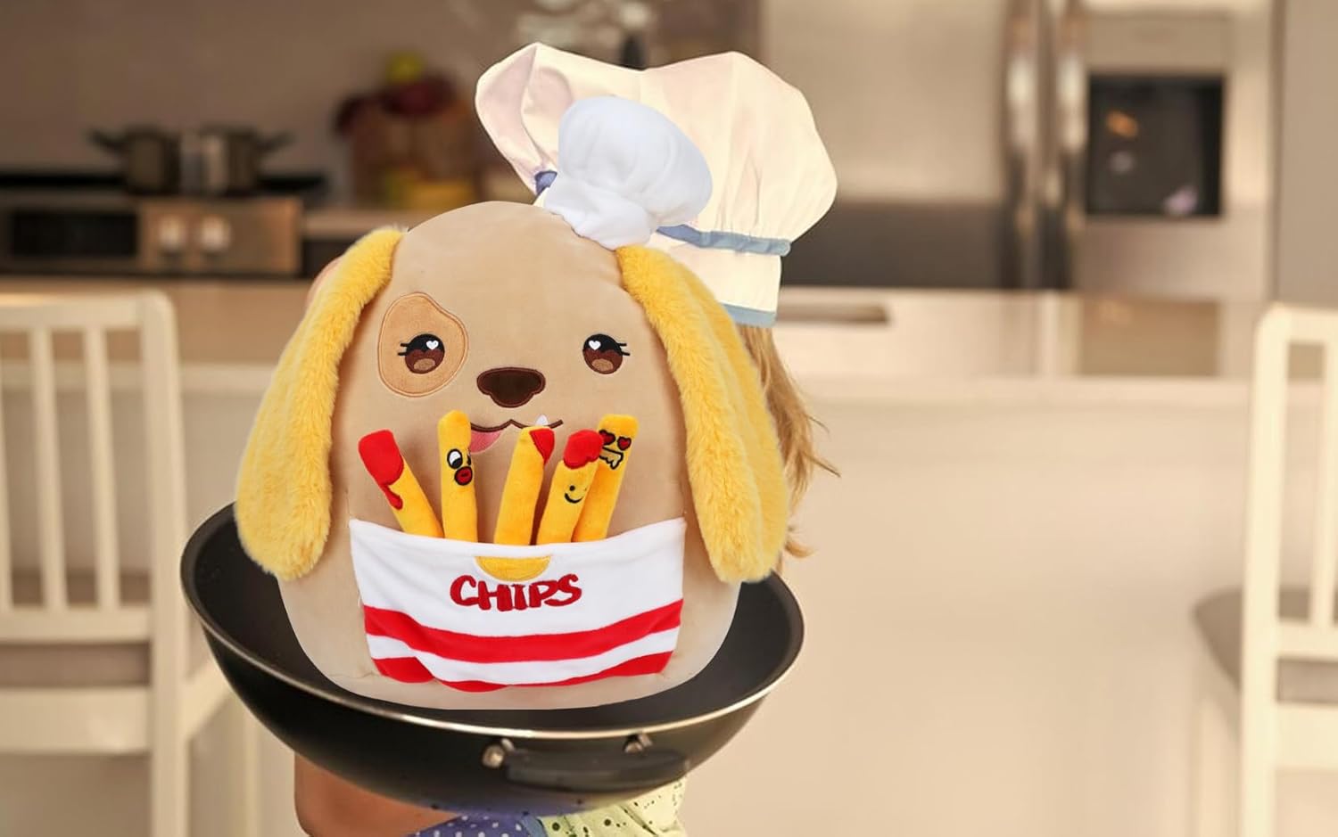Hopearl Chef Dog Plush Toy with Chips