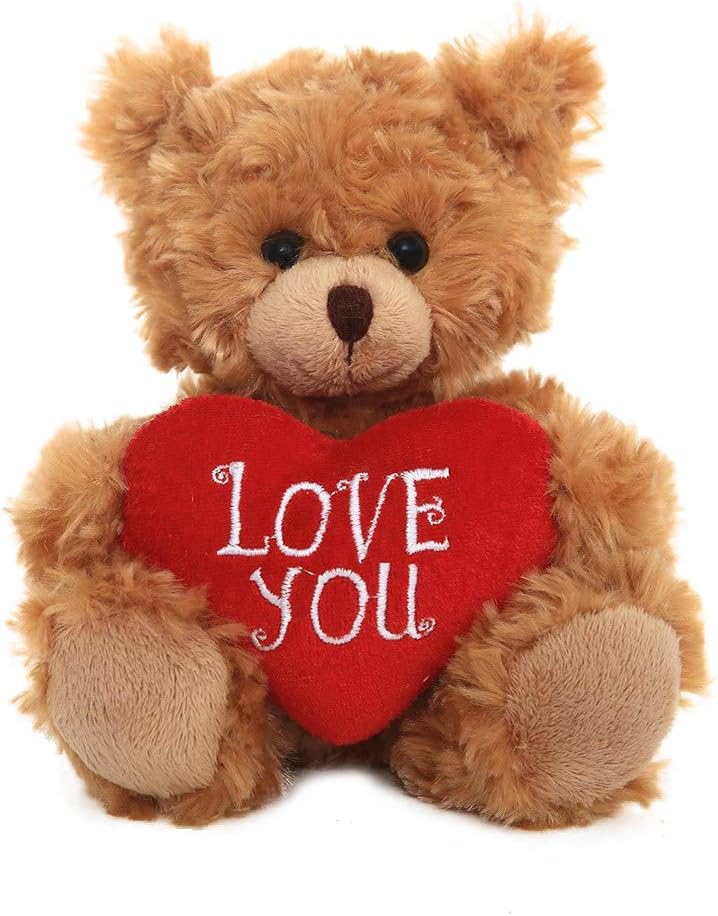 Plushland Stuffed Mocha Heart Bear - 9 Inch Plush Toy