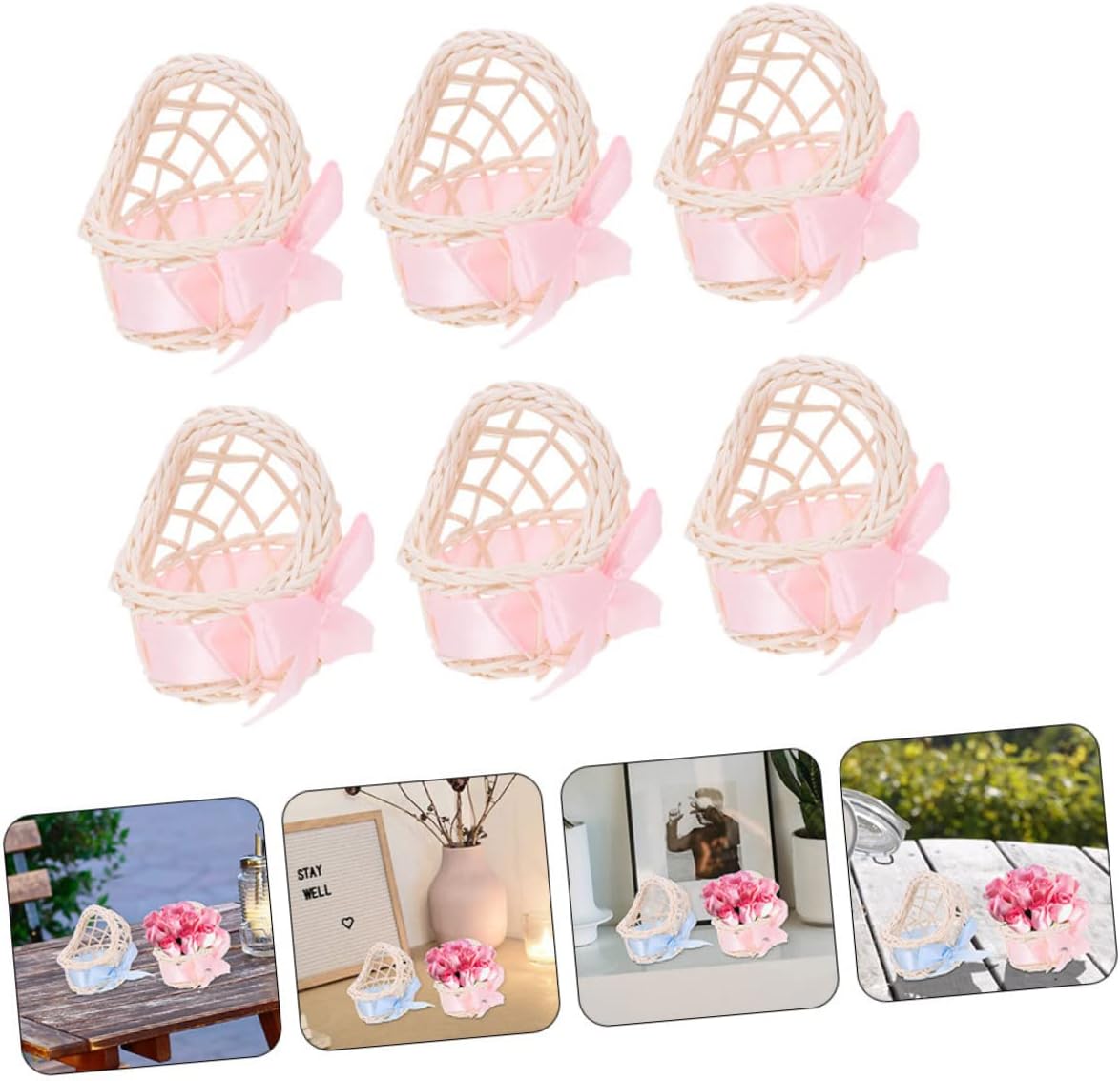 Miniature Woven Baskets for Crafts and Dollhouse Decor