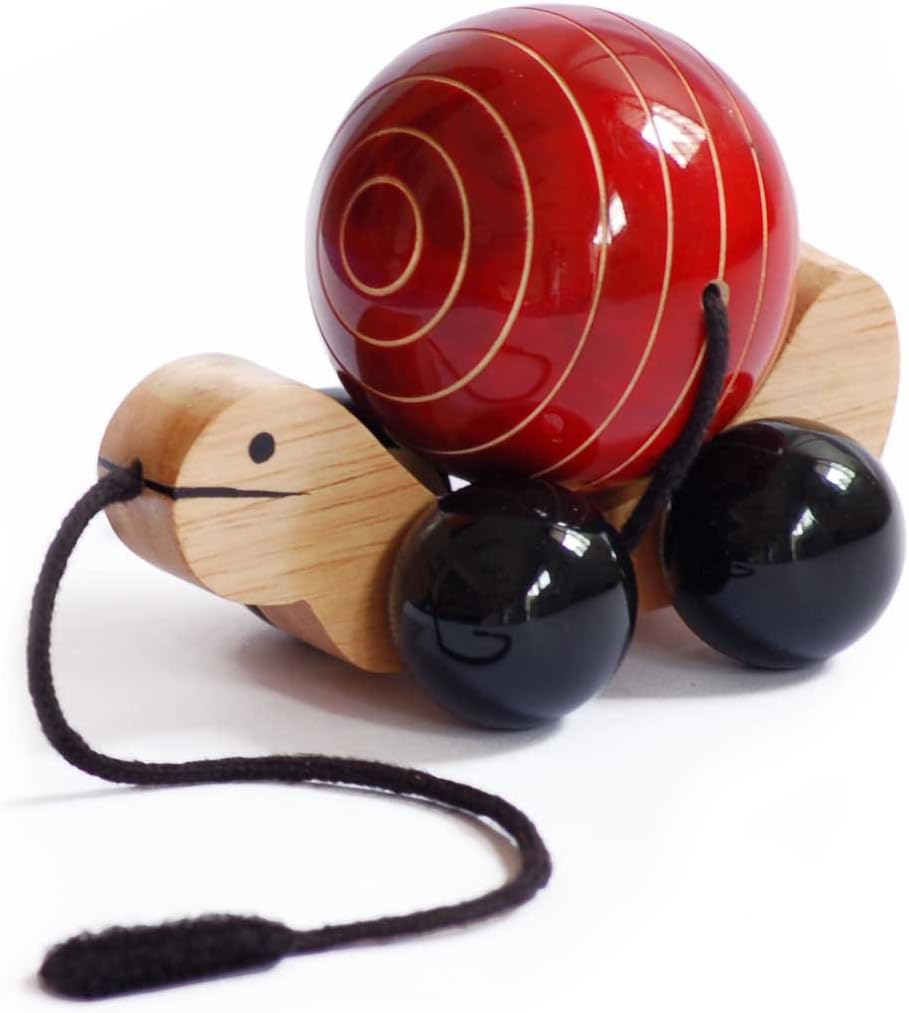 Tuttu Turtle Wooden Pull Toy with Rotating Ball for Toddlers