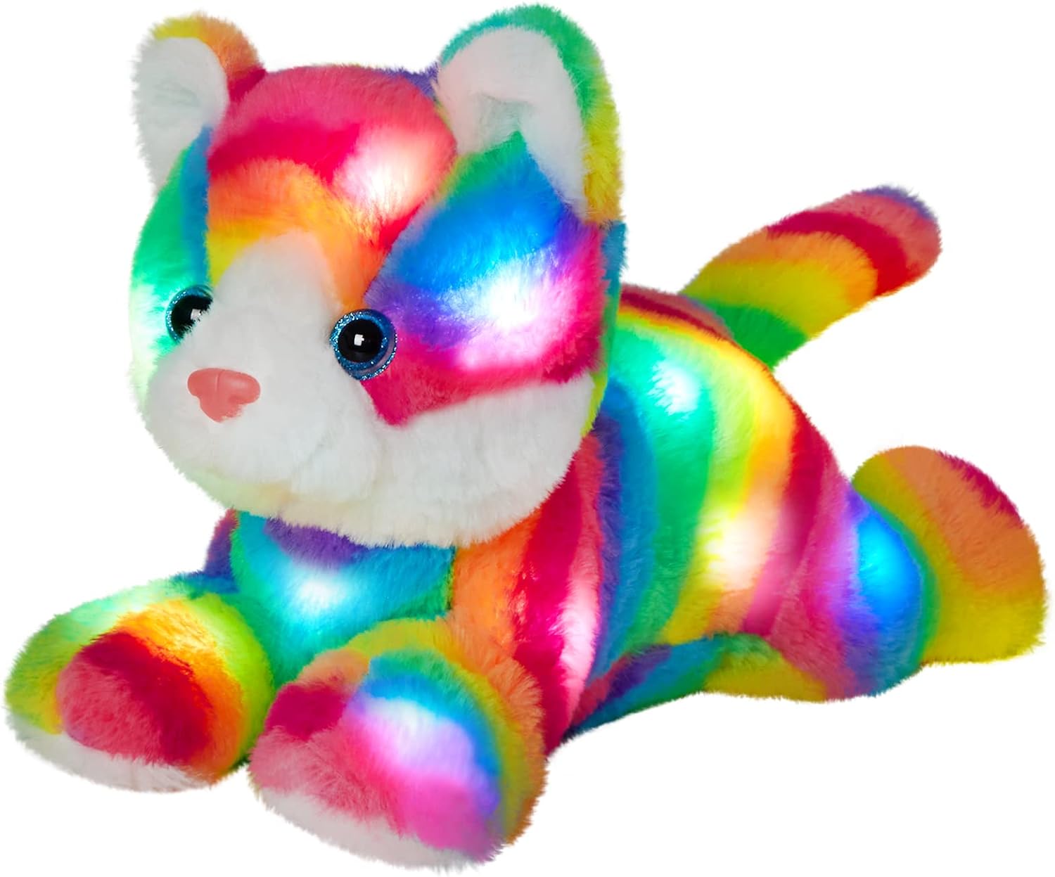 Glow Guards 13 Rainbow Cat Plush Toy with LED Night Light and Lullaby