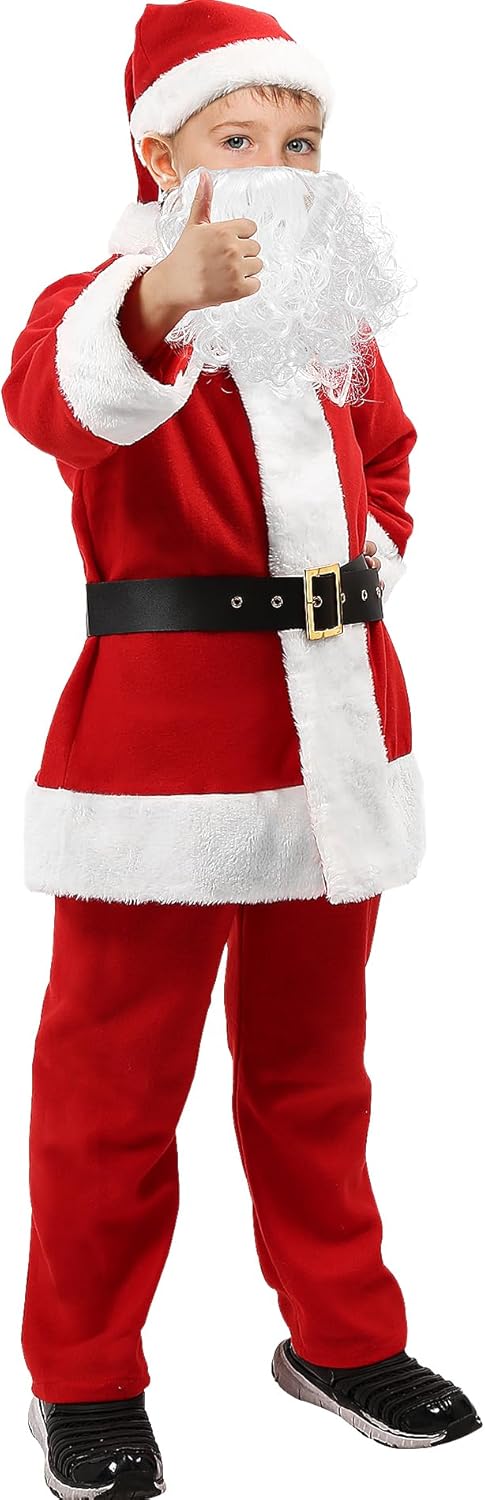 Kids Santa Costume 5Pcs Festive Christmas Suit for Children