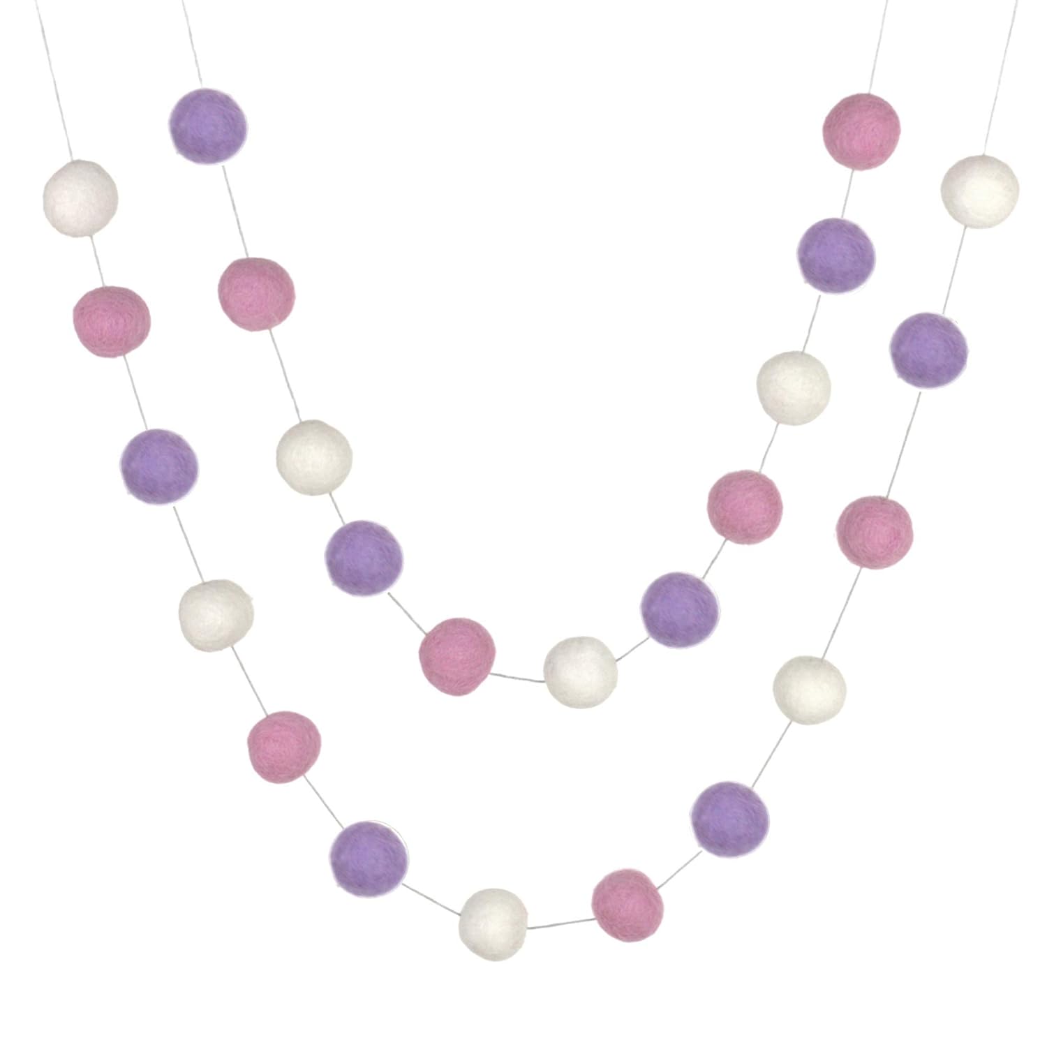 Matthew Mae Felt Ball Garland - 1 Inch Balls - Pink Purple