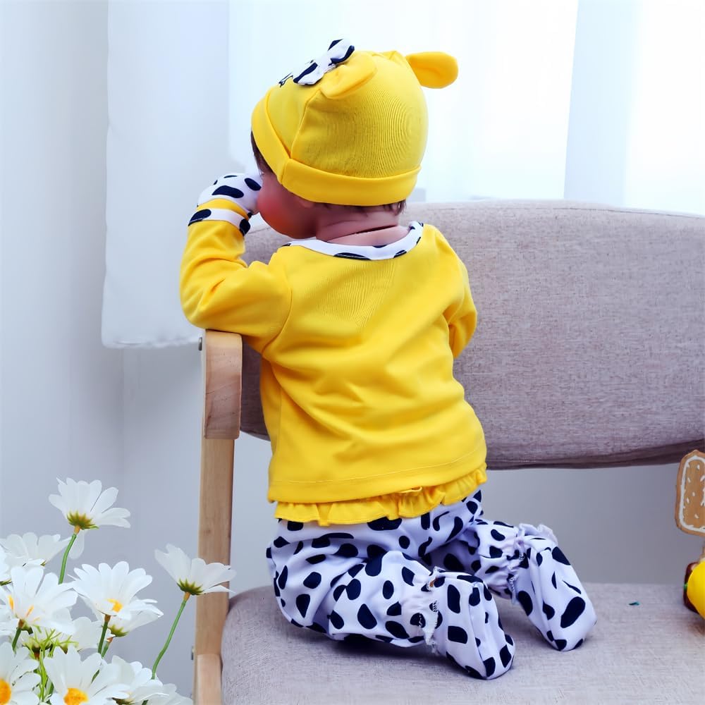 Yellow Cow Reborn Baby Doll Clothes 5pcs Set