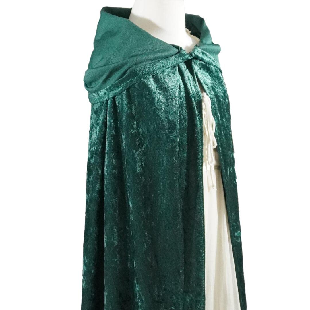 Hunter Emerald Green Crushed Velvet Hooded Cape - Adult Small 1