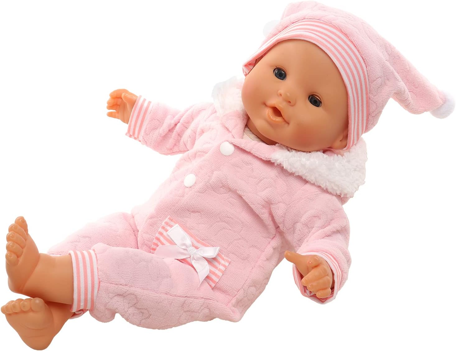 Miunana Baby Doll Clothes Pink Jumpsuit and Cap Set