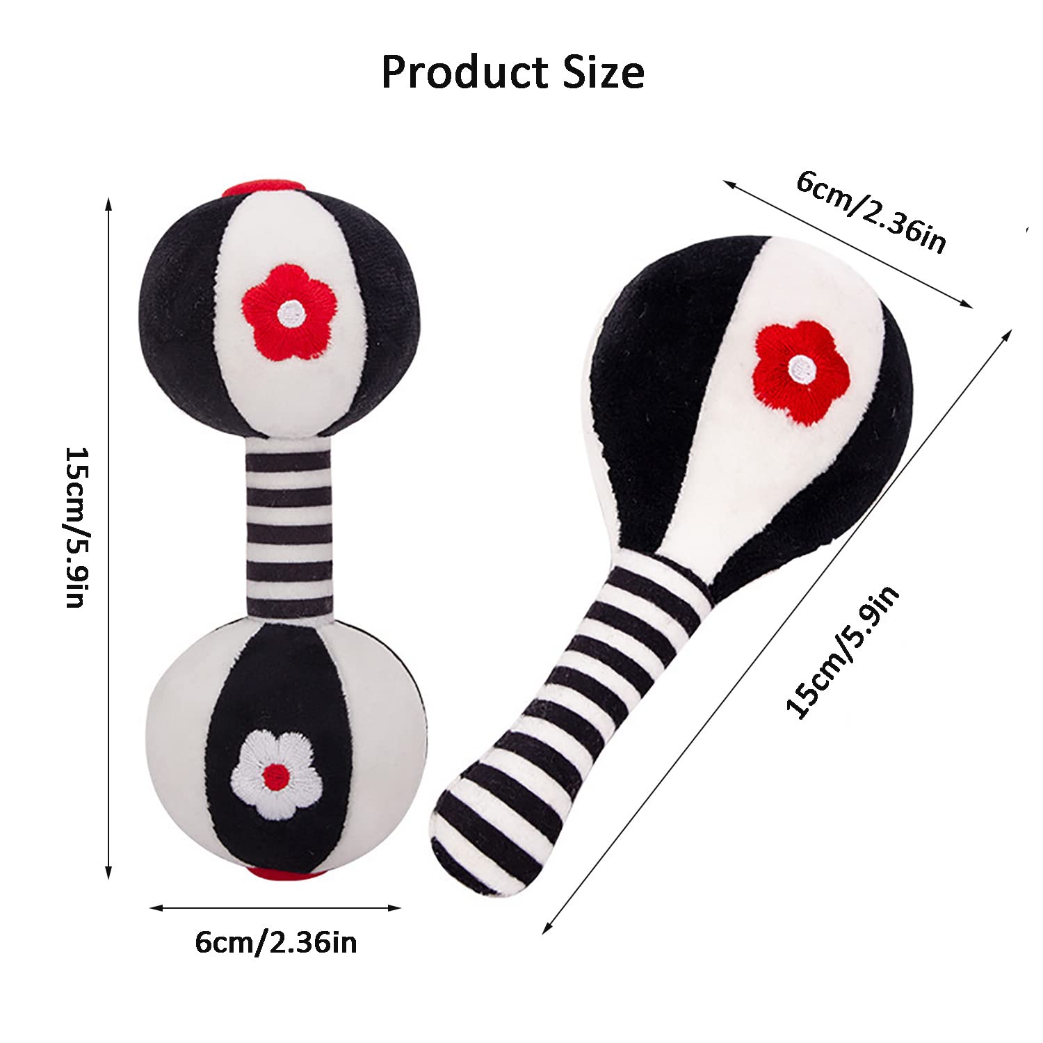 SHXERO 2 Pcs Soft Baby Rattles for 0-6 Months