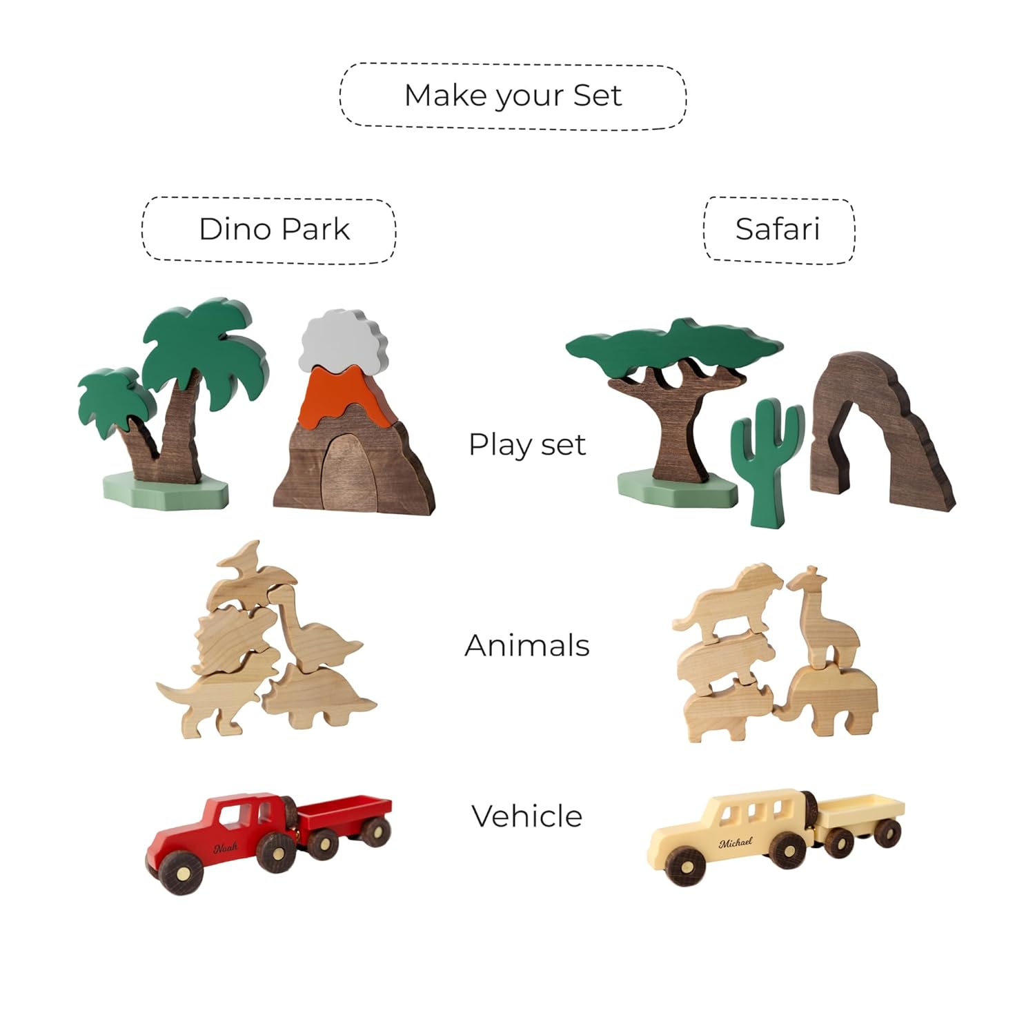 Personalized Wooden Car with Dinosaur Theme for Kids
