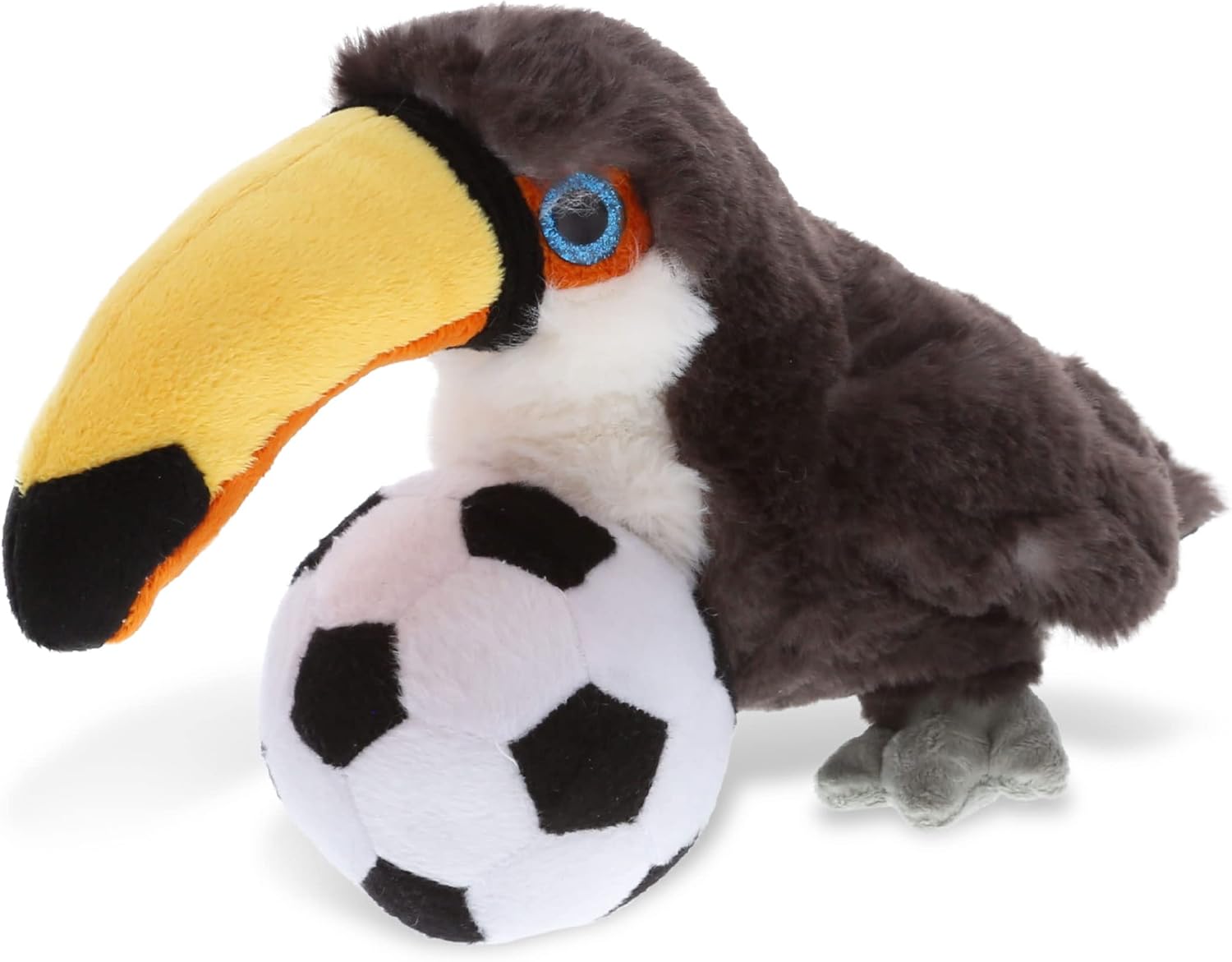 DolliBu Toucan Plush with Soccer Ball - 8 Inch Cute Huggable Stuffed Animal