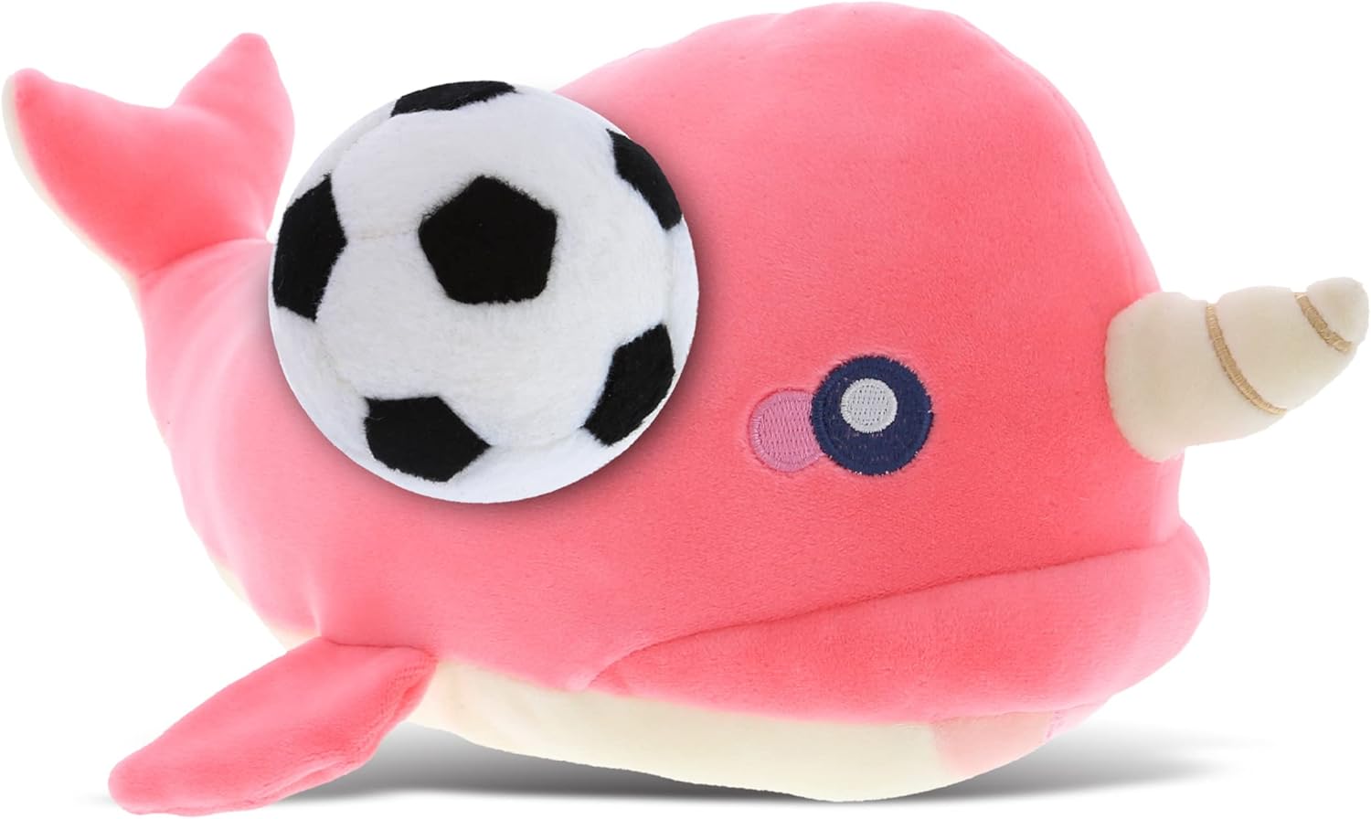 DolliBu Pink Narwhal Plush with Soccer Ball - 1175 Inch