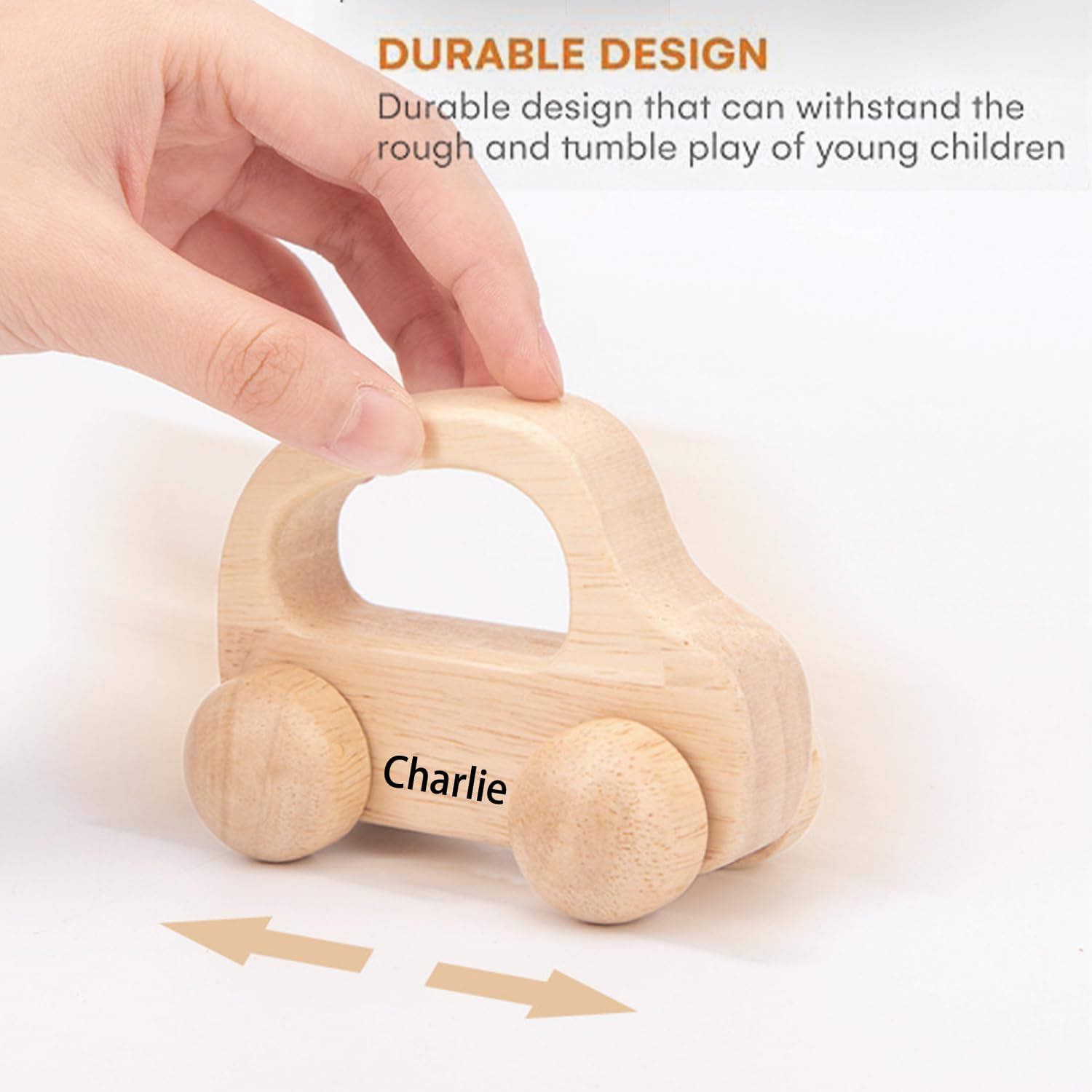 Personalized Name Wooden Toy Car for Toddlers 1-3 1