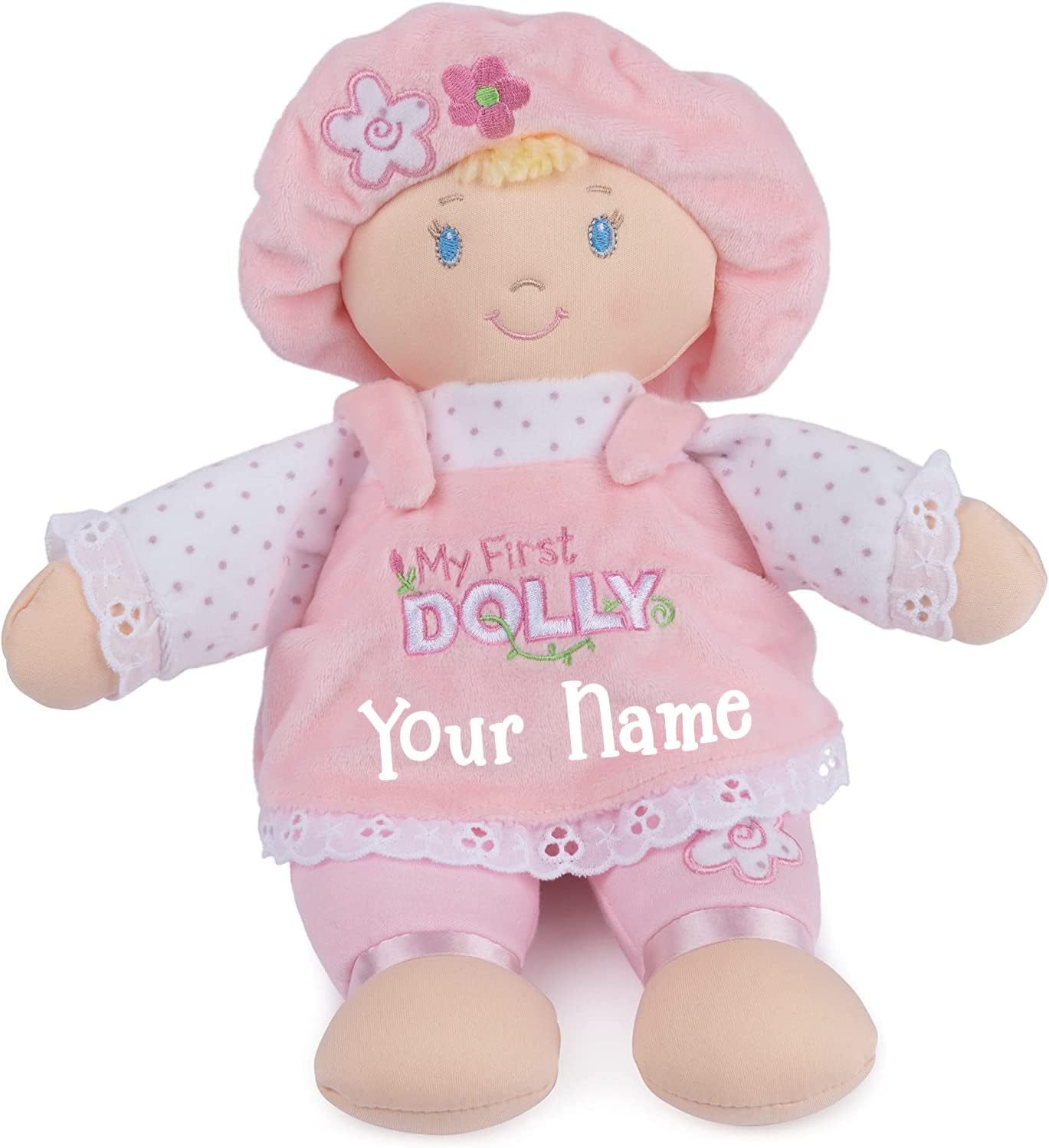 Personalized Blonde Dolly Plush Stuffed Toy - 13 Inches