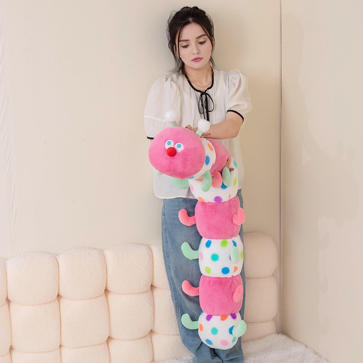 354 Inch Cute Caterpillar Plush Stuffed Animal Hugging Pillow