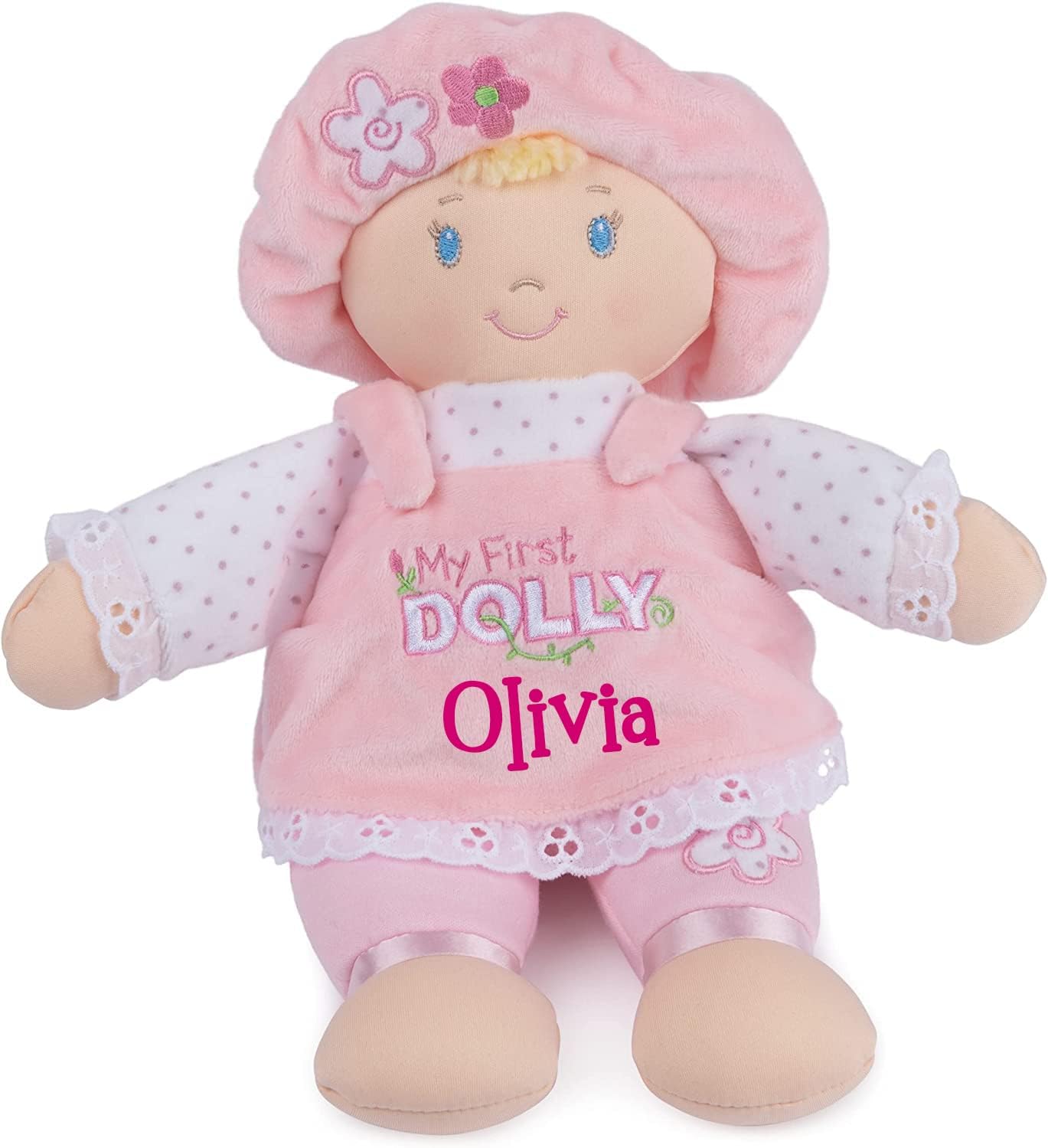 Personalized Blonde Dolly Plush Stuffed Toy - 13 Inches