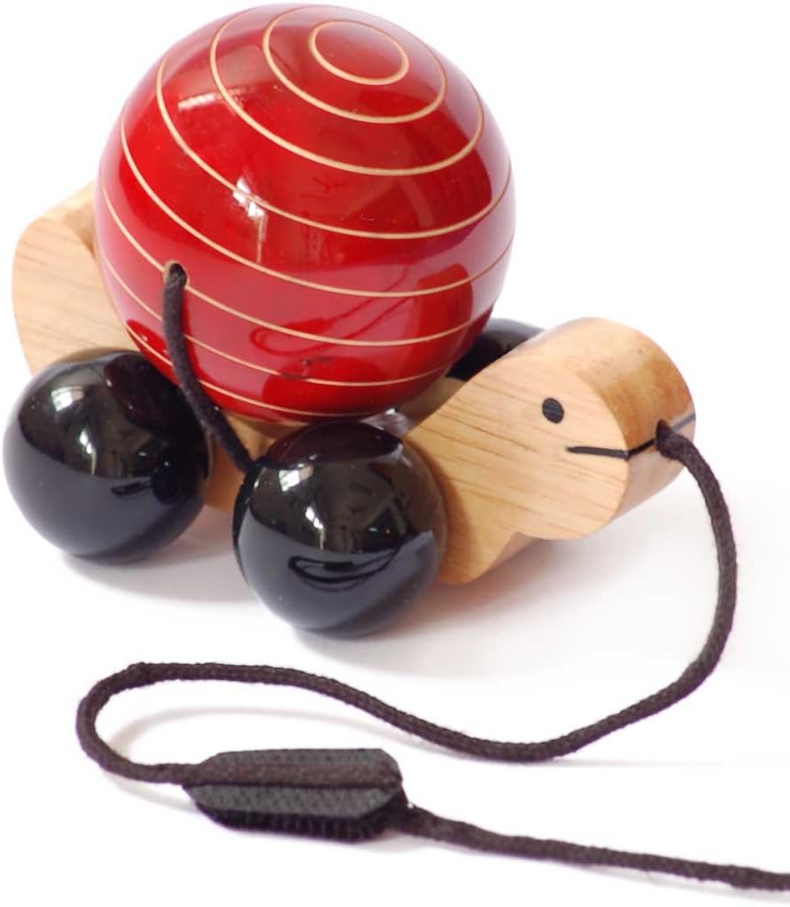 Tuttu Turtle Wooden Pull Toy with Rotating Ball for Toddlers