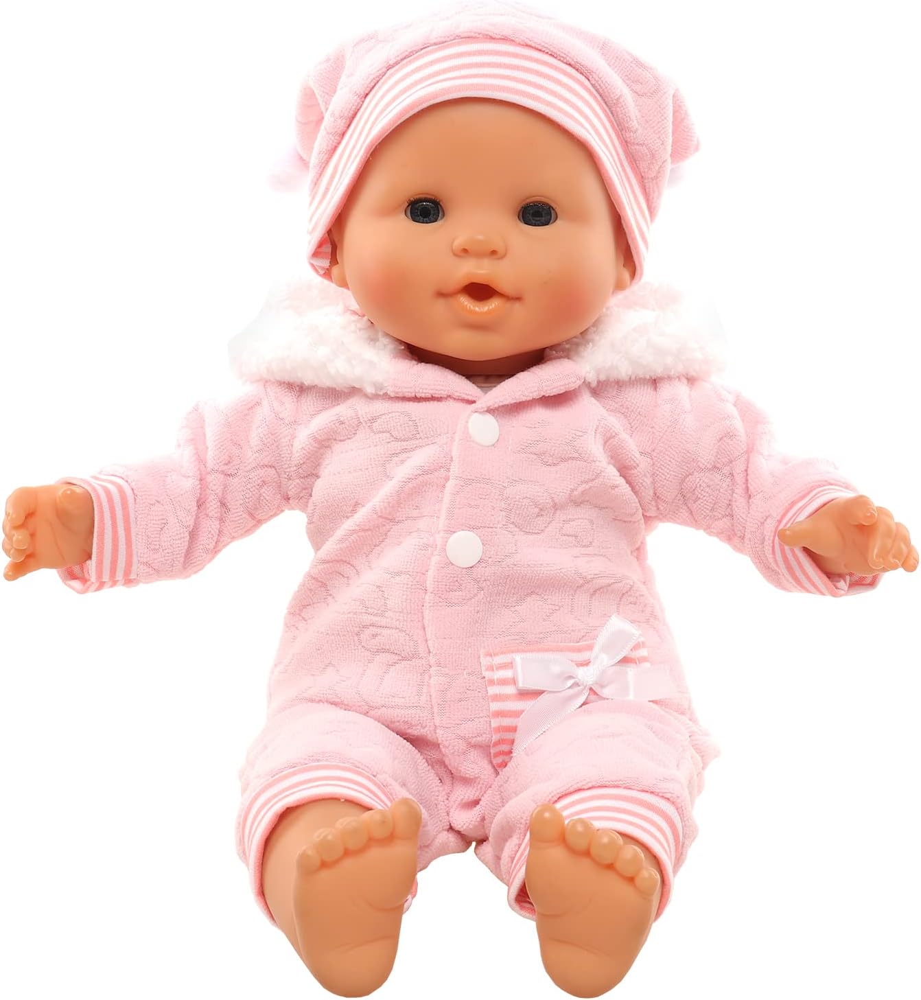 Miunana Baby Doll Clothes Pink Jumpsuit and Cap Set