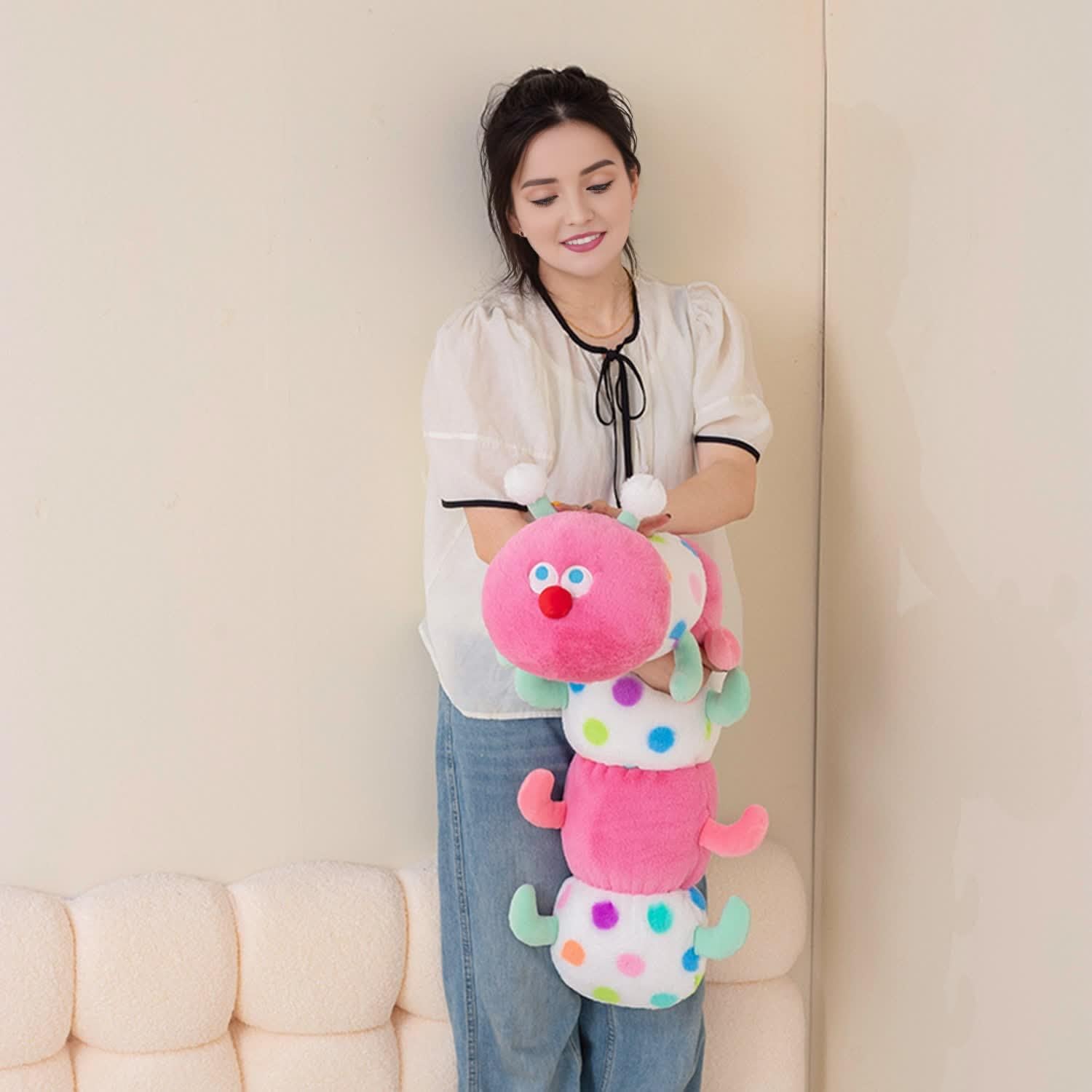 354 Inch Cute Caterpillar Plush Stuffed Animal Hugging Pillow