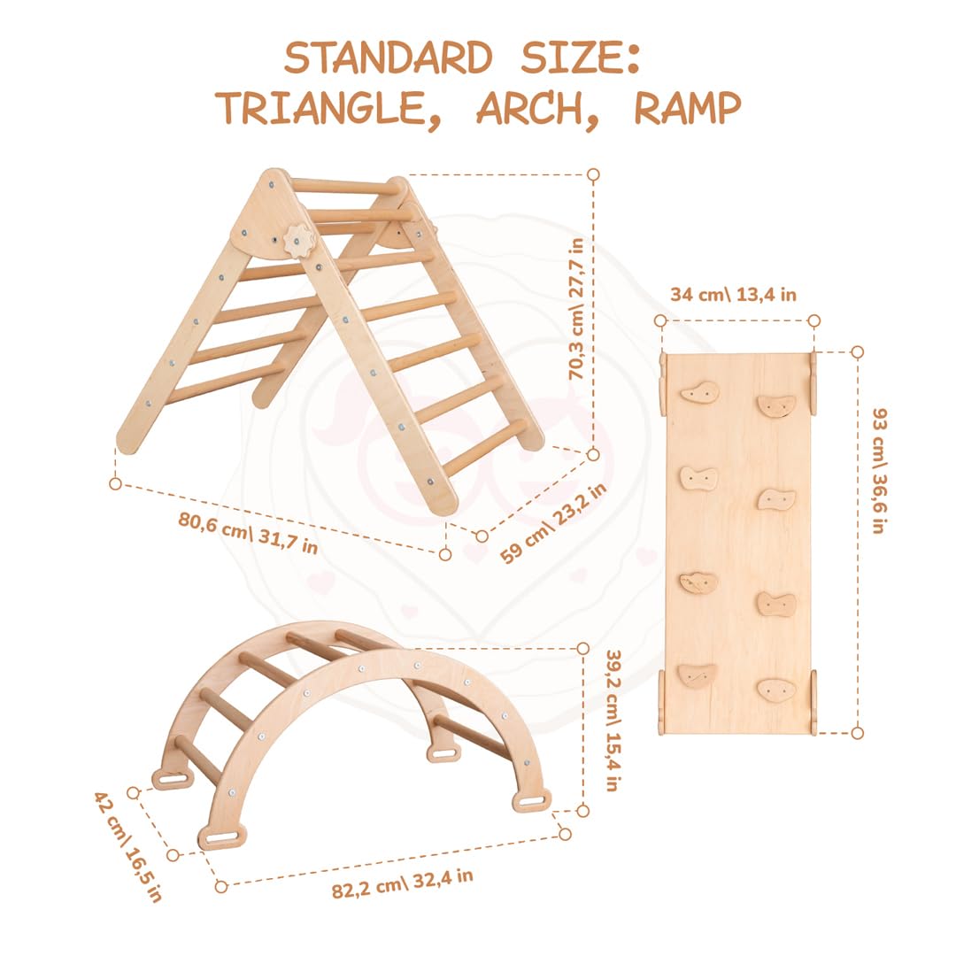 Wood And Hearts 3 in 1 Triangle Climbing Gym