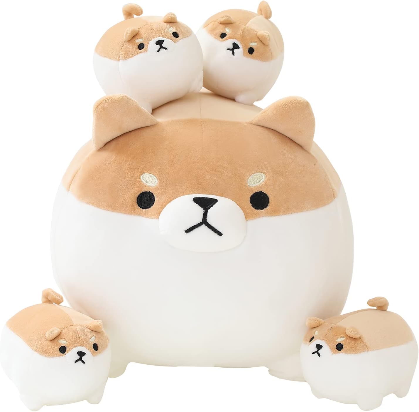 SQEQE Stuffed Shiba Inu Plush Toy with 4 Baby Plushies